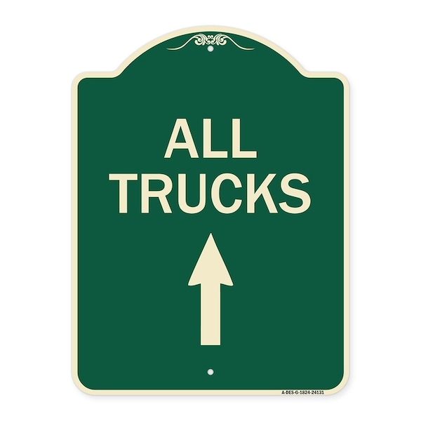 Signmission Driveway All Trucks Move Ahead W/ Up Arrow Heavy-Gauge Aluminum Sign, 24" x 18", G-1824-24131 A-DES-G-1824-24131 - main